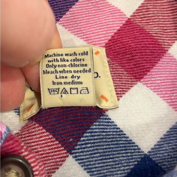 G.H.Bass and Co Regular Fit Men Blue Pink White Flanel Cotton Shirt sz L - Picture 5 of 7